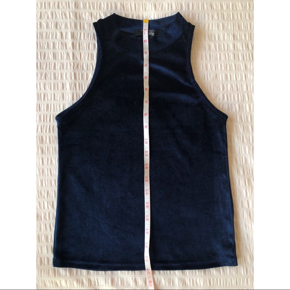 High Neck Royal Blue Velvet Top - Picture 4 of 5